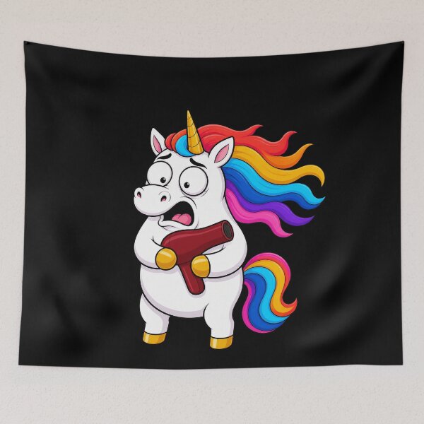 Item preview, Unicorn Hair Dryer Chaos Funny Cartoon Gift designed and sold by BoyleDesignShop.