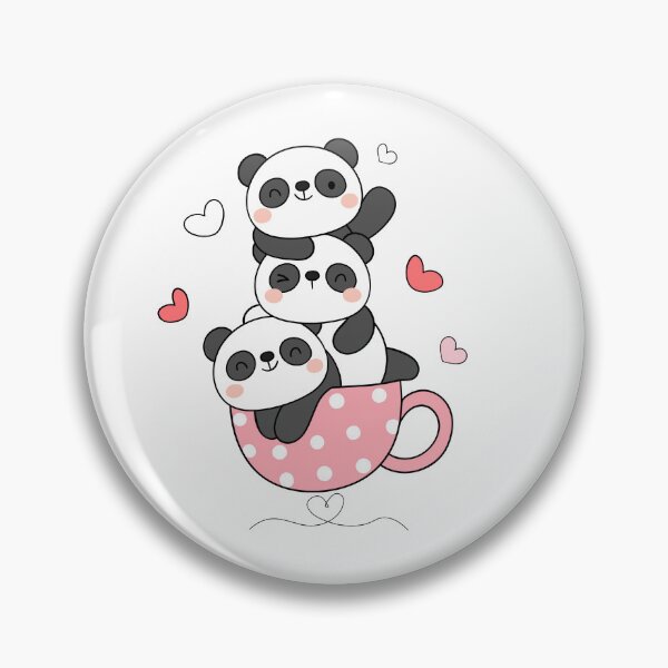 Item preview, cute panda trio in pink polka dot cup designed and sold by AaryaGraphics.