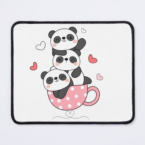 Item preview, cute panda trio in pink polka dot cup designed and sold by AaryaGraphics.