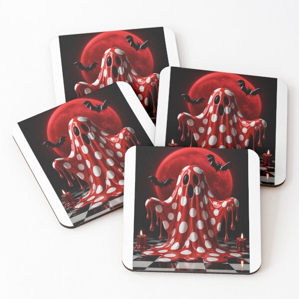 Item preview, Melting Polka Dot Ghost Blood Moon Halloween Pop Art designed and sold by YourColorsWall.