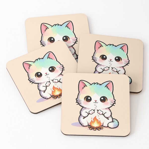 Item preview, Cute Kitten Campfire Marshmallow Roast Kawaii T-Shirt designed and sold by Nuttajak.
