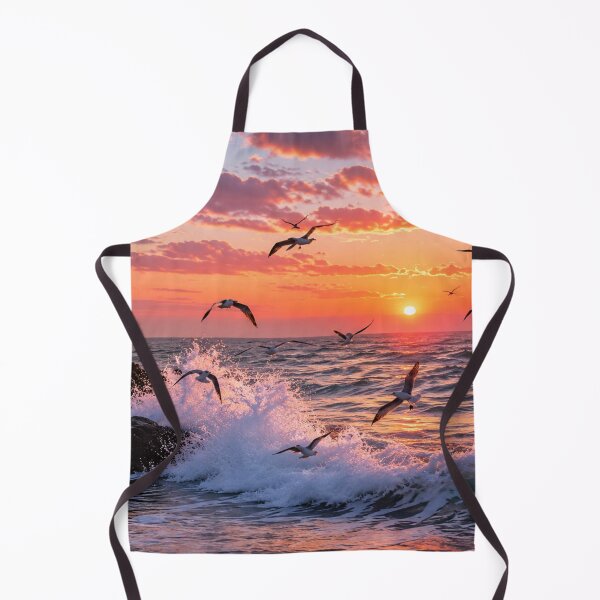 Item preview, Seagulls Flying Over a Glowing Ocean Sunset designed and sold by Wild Bloom Paws.