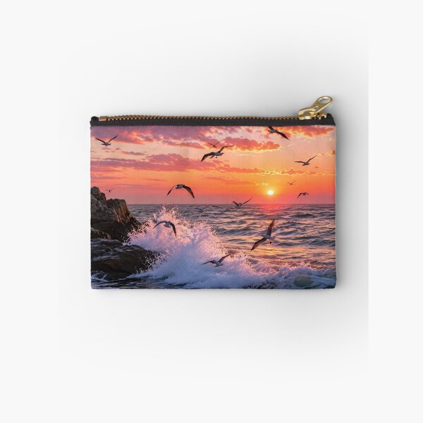 Item preview, Seagulls Flying Over a Glowing Ocean Sunset designed and sold by Wild Bloom Paws.