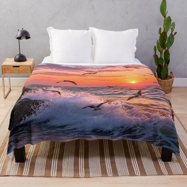 Item preview, Seagulls Flying Over a Glowing Ocean Sunset designed and sold by Wild Bloom Paws.