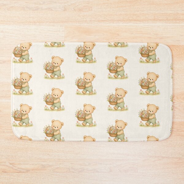 Item preview, Cute Teddy Bear with Flower Basket | Cottagecore Spring Garden Bear designed and sold by looplandger.