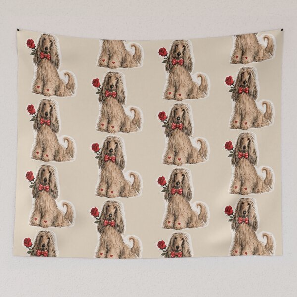 Item preview, Afghan Hound with a Rose and Hearts designed and sold by Erika Kaisersot.