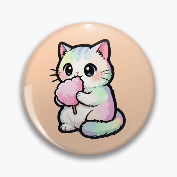 Item preview, Kawaii Rainbow Cat Eating Cotton Candy Pastel Kitten T-Shirt designed and sold by Nuttajak.