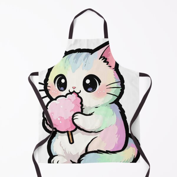 Item preview, Kawaii Rainbow Cat Eating Cotton Candy Pastel Kitten T-Shirt designed and sold by Nuttajak.