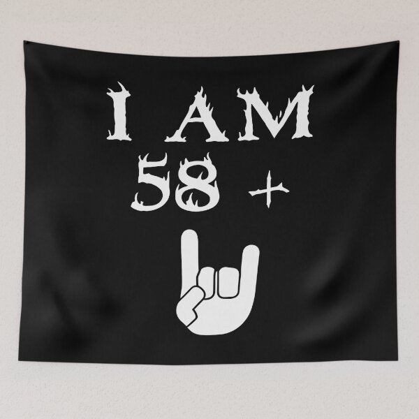 Item preview, I Am 58 + Rock Hand Sign designed and sold by yuckticke.