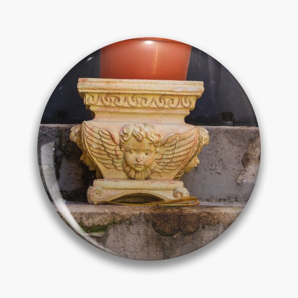 Item preview, Ornamental Cherub Planter With Terracotta Pot On Weathered Concrete Steps In Garden designed and sold by Nmallia.