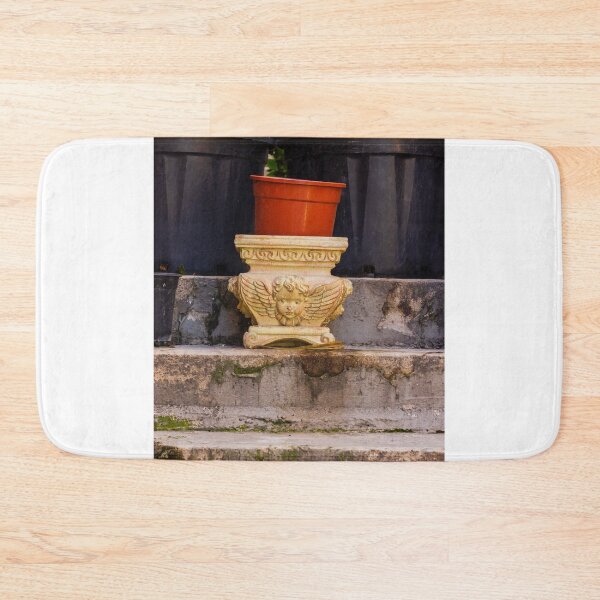 Item preview, Ornamental Cherub Planter With Terracotta Pot On Weathered Concrete Steps In Garden designed and sold by Nmallia.
