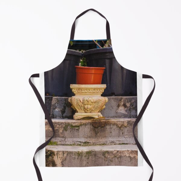 Item preview, Ornamental Cherub Planter With Terracotta Pot On Weathered Concrete Steps In Garden designed and sold by Nmallia.