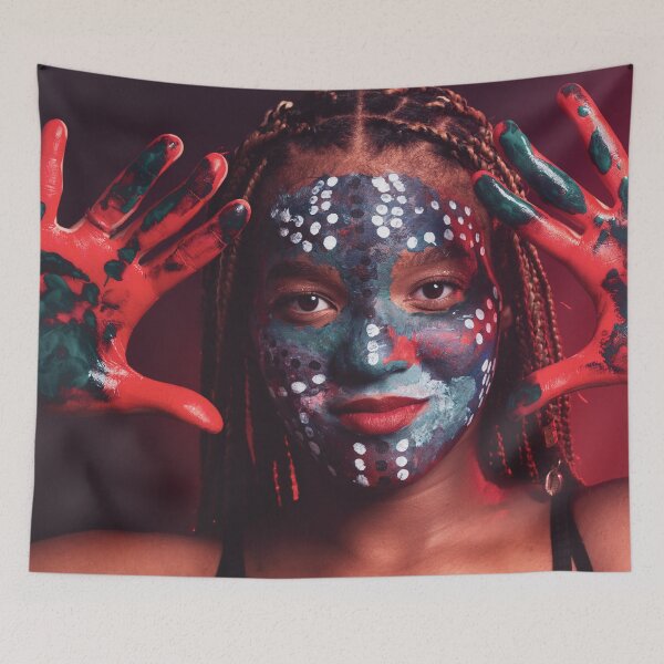 Item preview, Vibrant Painted Face Artistic Portrait designed and sold by ThaCriações.