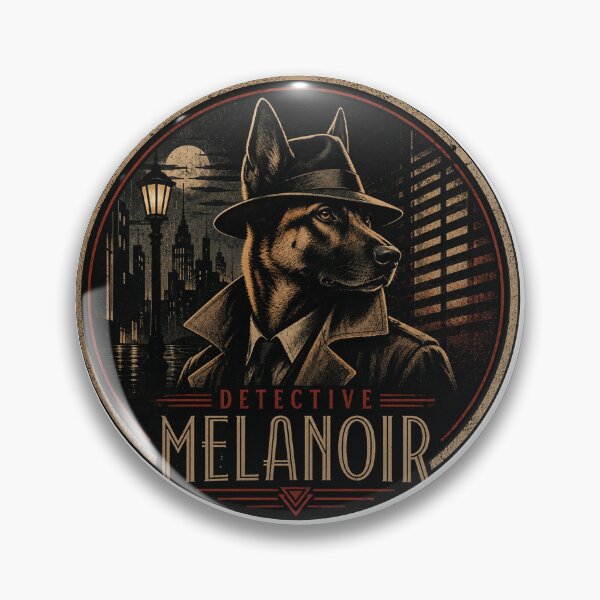 Item preview, Detective MelaNoir | Vintage Noir Belgian Malinois Dog designed and sold by FireWildChild.