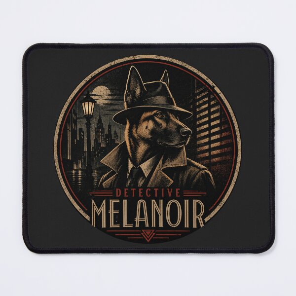 Item preview, Detective MelaNoir | Vintage Noir Belgian Malinois Dog designed and sold by FireWildChild.