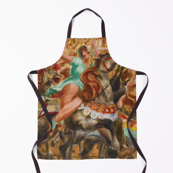 Item preview, Carousel, women riding classic colonial Looff horses amusement park landscape painting by Reginald Marsh designed and sold by Jéanpaul Ferro.