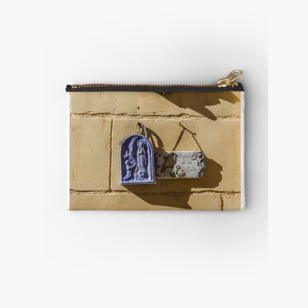 Item preview, Virgin Mary Madonna And Child Religious Plaques On Sunlit Stone Wall With Deep Shadows designed and sold by Nmallia.