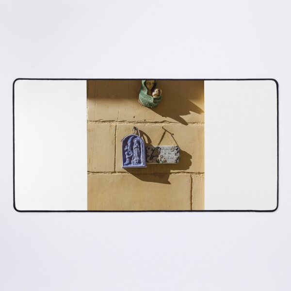 Item preview, Virgin Mary Madonna And Child Religious Plaques On Sunlit Stone Wall With Deep Shadows designed and sold by Nmallia.