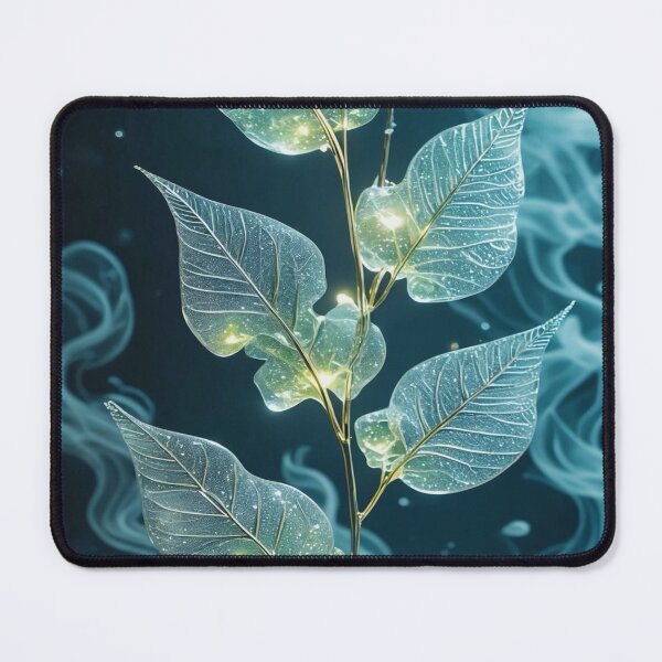 Item preview, Luminous Glass Leaves in Teal designed and sold by ClarityPulse Studio.