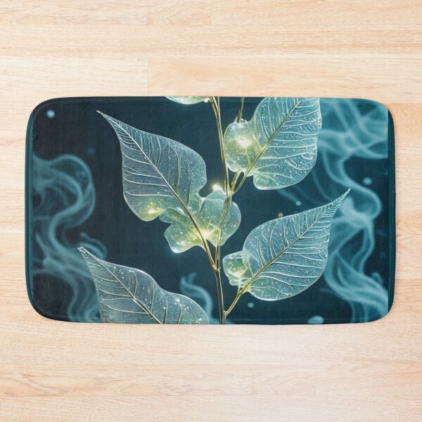 Item preview, Luminous Glass Leaves in Teal designed and sold by ClarityPulse Studio.