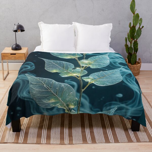 Item preview, Luminous Glass Leaves in Teal designed and sold by ClarityPulse Studio.