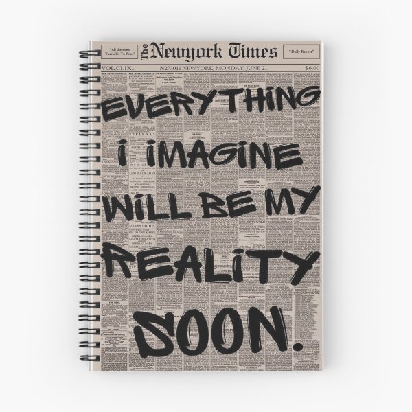 Item preview, Everything I Imagine Will Be My Reality Soon | Vintage Newspaper Typography | Motivational Wall Art | Aesthetic Quote Print designed and sold by DESIGN DIMENSION .