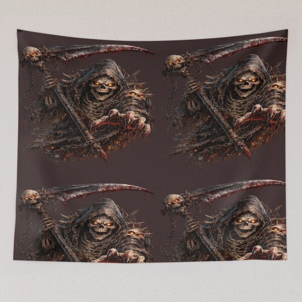 Item preview, Terrifying Skeleton – Dark Grim Reaper Horror Warrior designed and sold by DoodleWorld Studio .