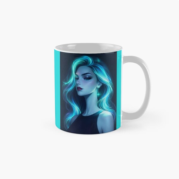 Item preview, Neon Glow Cyberpunk Dream - Glowing Blue Hair Anime Art designed and sold by abanoubnabil.