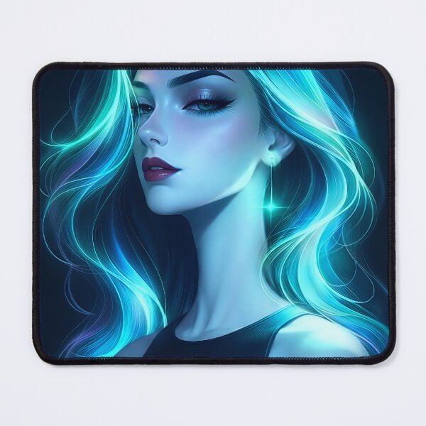 Item preview, Neon Glow Cyberpunk Dream - Glowing Blue Hair Anime Art designed and sold by abanoubnabil.