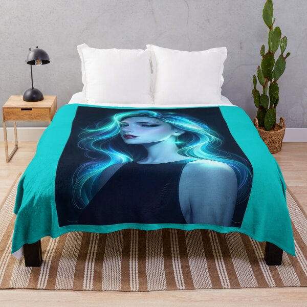 Item preview, Neon Glow Cyberpunk Dream - Glowing Blue Hair Anime Art designed and sold by abanoubnabil.