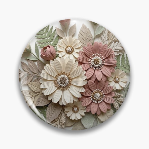 Item preview, 3D Papercut Floral Arrangement Dust Pink Cream Daisies Fern Boho Botanical designed and sold by raedattia.
