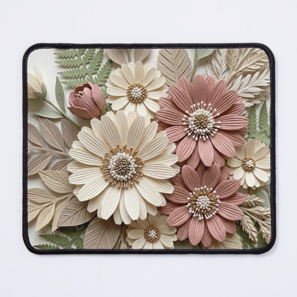Item preview, 3D Papercut Floral Arrangement Dust Pink Cream Daisies Fern Boho Botanical designed and sold by raedattia.
