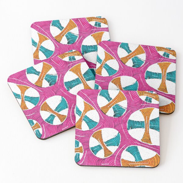 Item preview, Bold Abstract Curves Pattern in Pink Teal and Orange designed and sold by O&A Arts.