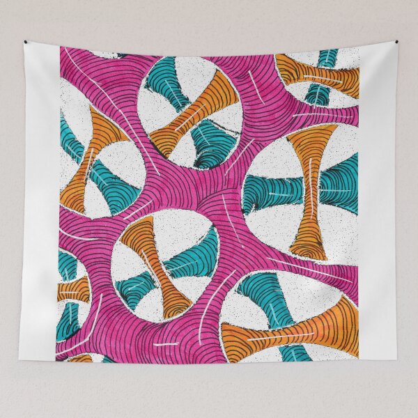 Item preview, Bold Abstract Curves Pattern in Pink Teal and Orange designed and sold by O & A.