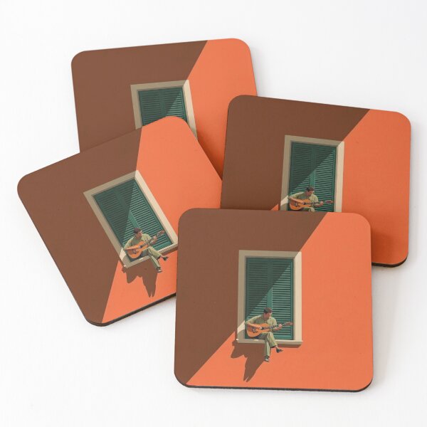 Item preview, Guitarist at Window | Minimalist Architecture Art | Warm Terracotta Aesthetic | Mediterranean Sunset Mood designed and sold by DESIGN DIMENSION .
