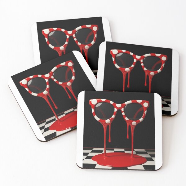 Item preview, Melting Red Polka Dot Cat Eye Sunglasses Pop Art designed and sold by YourColorsWall.
