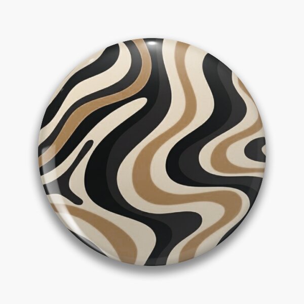Item preview, Retro Liquid Swirl Abstract Pattern in Black and Almond Cream. designed and sold by Differenceee.