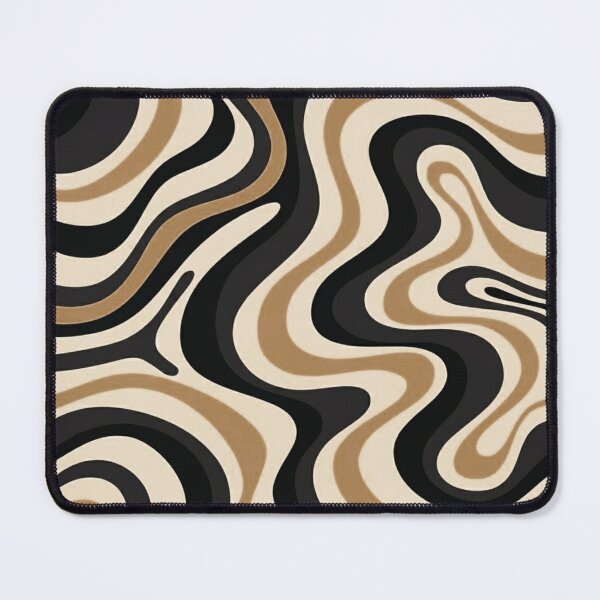 Item preview, Retro Liquid Swirl Abstract Pattern in Black and Almond Cream. designed and sold by Differenceee.