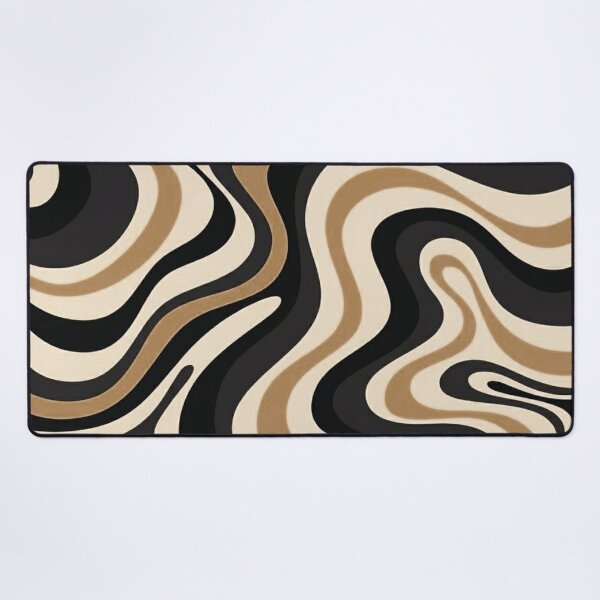 Item preview, Retro Liquid Swirl Abstract Pattern in Black and Almond Cream. designed and sold by Differenceee.