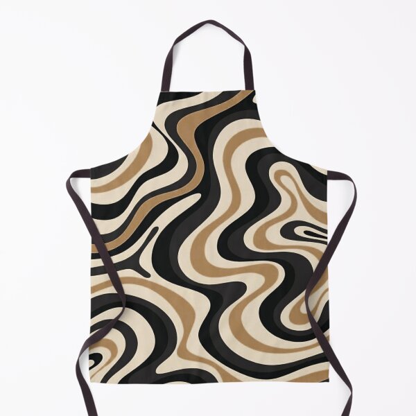 Item preview, Retro Liquid Swirl Abstract Pattern in Black and Almond Cream. designed and sold by Differenceee.