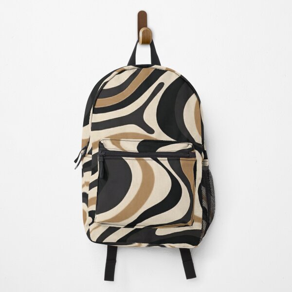 Item preview, Retro Liquid Swirl Abstract Pattern in Black and Almond Cream. designed and sold by Differenceee.