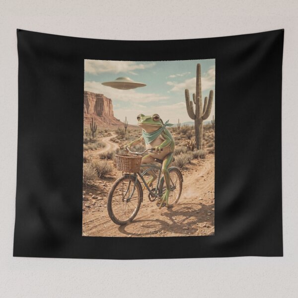 Item preview, Frog Riding Bike Wild West Western UFO Animal Lover designed and sold by dian-rody-crest.