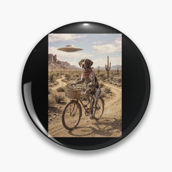 Item preview, German Shorthaired Pointer Riding Bike Wild West Western UFO Dog Lover designed and sold by dian-rody-crest.