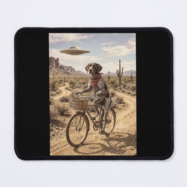 Item preview, German Shorthaired Pointer Riding Bike Wild West Western UFO Dog Lover designed and sold by dian-rody-crest.