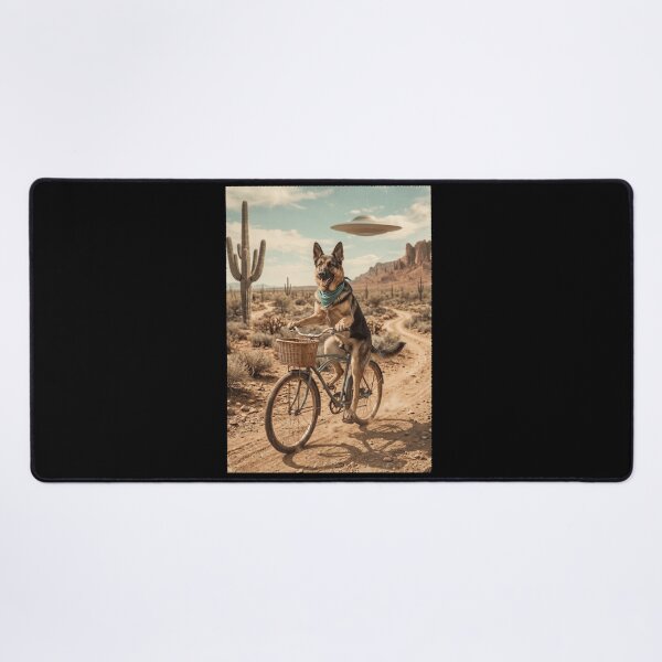 Item preview, German Shepherd Riding Bike Wild West Western UFO Dog Lover designed and sold by dian-rody-crest.