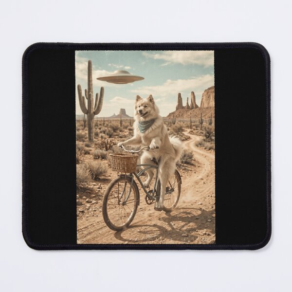 Item preview, German Spitz Riding Bike Wild West Western UFO Dog Lover designed and sold by dian-rody-crest.
