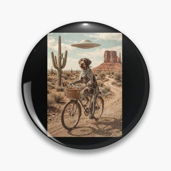 Item preview, German Wirehaired Pointer Riding Bike Wild West Western UFO Dog Lover designed and sold by dian-rody-crest.