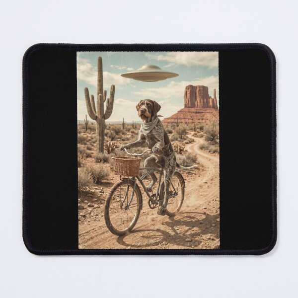 Item preview, German Wirehaired Pointer Riding Bike Wild West Western UFO Dog Lover designed and sold by dian-rody-crest.