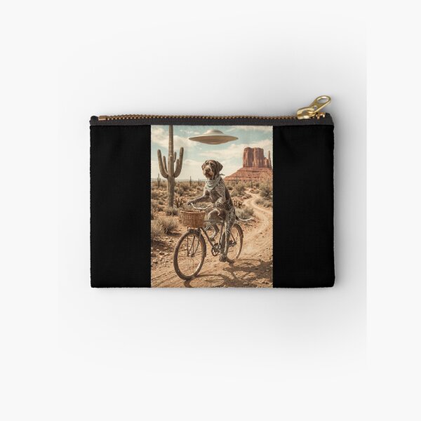Item preview, German Wirehaired Pointer Riding Bike Wild West Western UFO Dog Lover designed and sold by dian-rody-crest.