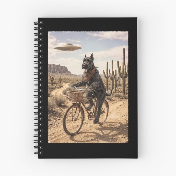 Item preview, Giant Schnauzer Riding Bike Wild West Western UFO Dog Lover designed and sold by dian-rody-crest.